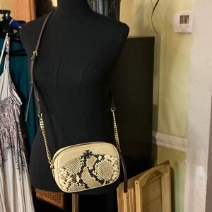Tory Burch McGraw Snake Embossed Camera Crossbody Bag